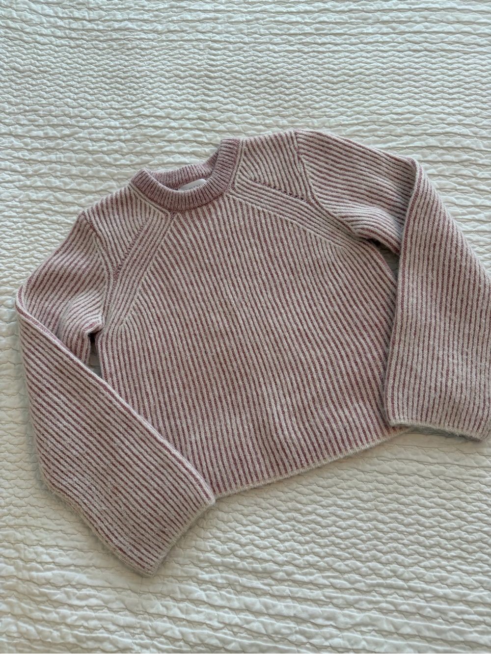 Zara, Girls’ Ribbed Crewneck Sweater in Light Dusty Pink, Size 11-12